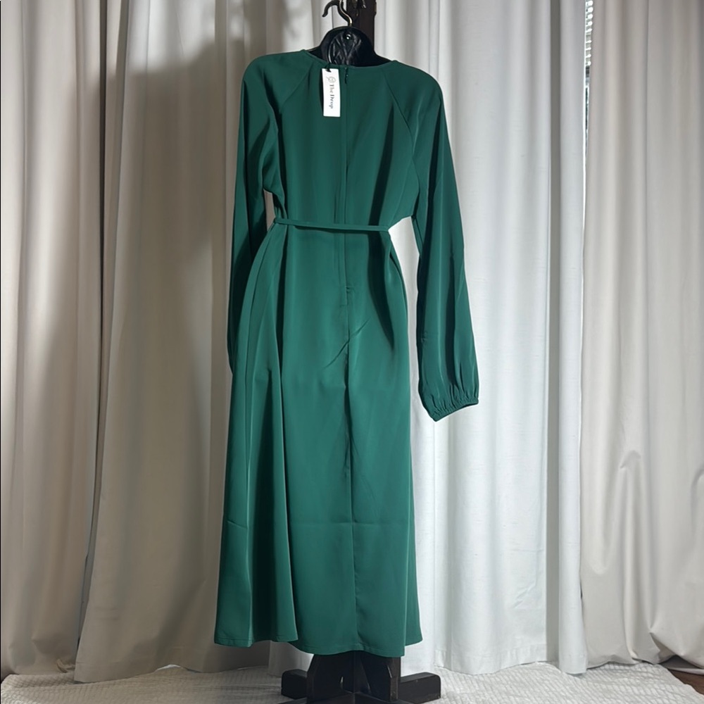 The Drop Women's Standard Dolman Balloon Sleeve Belted Midi Dress - Picture 8 of 11